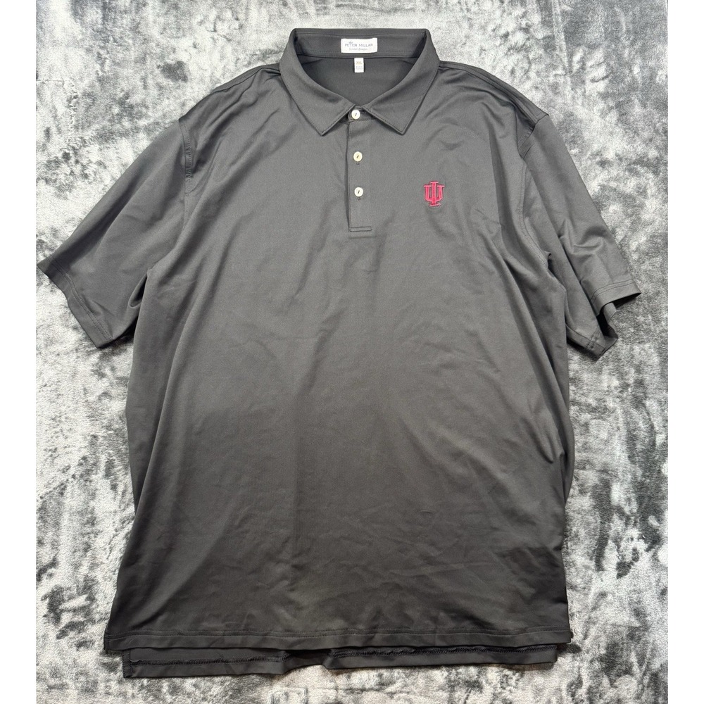 Peter Millar Summer Comfort Indiana Hoosiers IU Polo Shirt Men XXL Black Golf